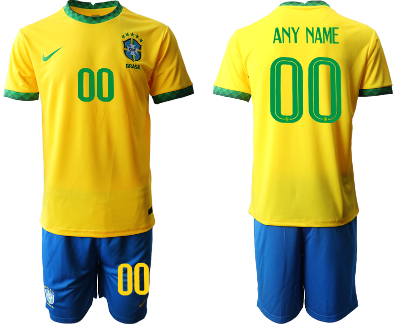 Men 2020-2021 Season National team Brazil home yellow customized Soccer Jersey->customized soccer jersey->Custom Jersey